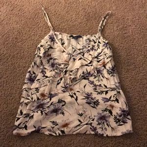 Floral white crop tank top